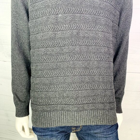 NEW Marc Anthony Mens Mock Neck Sweater Button Collar Grey Textured Knit Size XL - Picture 5 of 12